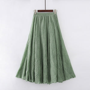 Womens Casual Cotton Linen Maxi Skirt