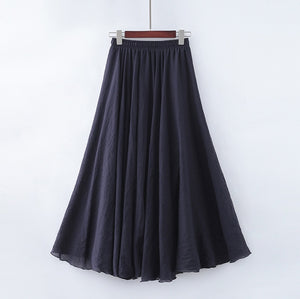 Womens Casual Cotton Linen Maxi Skirt