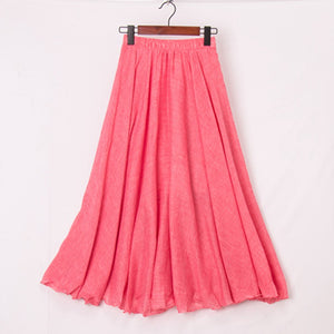 Womens Casual Cotton Linen Maxi Skirt