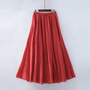 Womens Casual Cotton Linen Maxi Skirt