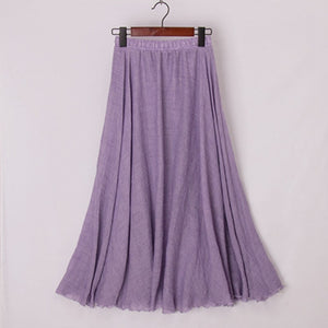 Womens Casual Cotton Linen Maxi Skirt