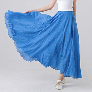 Womens Casual Cotton Linen Maxi Skirt