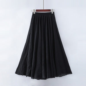 Womens Casual Cotton Linen Maxi Skirt