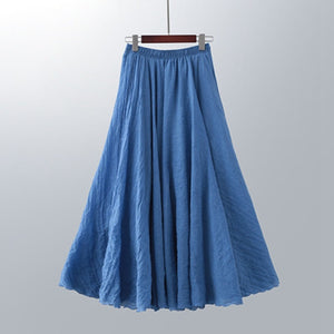 Womens Casual Cotton Linen Maxi Skirt