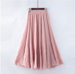 Womens Casual Cotton Linen Maxi Skirt