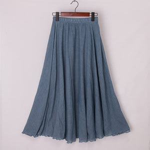 Womens Casual Cotton Linen Maxi Skirt