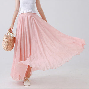 Womens Casual Cotton Linen Maxi Skirt