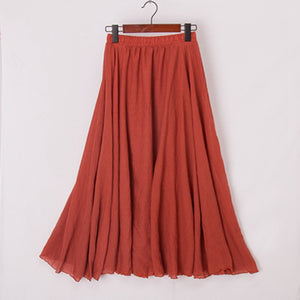 Womens Casual Cotton Linen Maxi Skirt