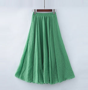 Womens Casual Cotton Linen Maxi Skirt