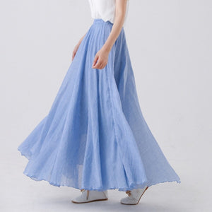 Womens Casual Cotton Linen Maxi Skirt