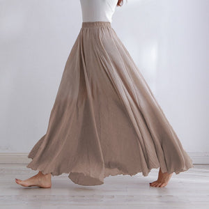 Womens Casual Cotton Linen Maxi Skirt