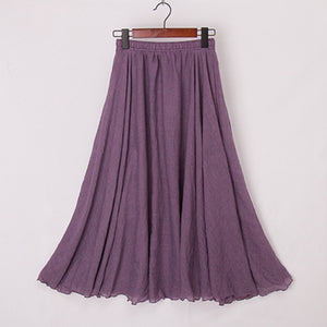 Womens Casual Cotton Linen Maxi Skirt