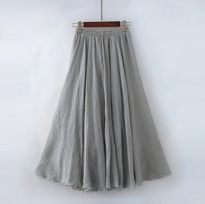 Womens Casual Cotton Linen Maxi Skirt