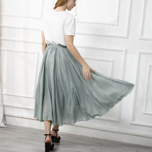 Womens Casual Cotton Linen Maxi Skirt