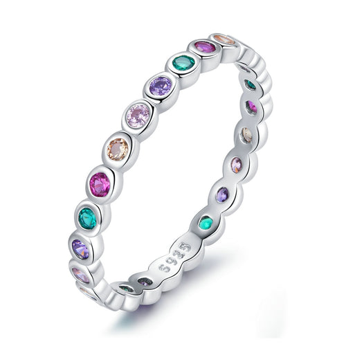 925 Sterling Silver Fashion Jewelry Multicolor Zircon Finger Ring for Women