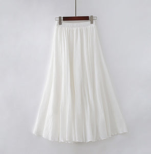 Womens Casual Cotton Linen Maxi Skirt