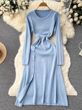 Load image into Gallery viewer, Women Button Down Long Knit Dress Full Sleeves Solid