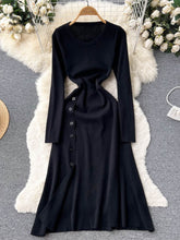 Load image into Gallery viewer, Women Button Down Long Knit Dress Full Sleeves Solid