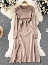 Load image into Gallery viewer, Women Button Down Long Knit Dress Full Sleeves Solid