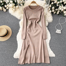 Load image into Gallery viewer, Women Button Down Long Knit Dress Full Sleeves Solid